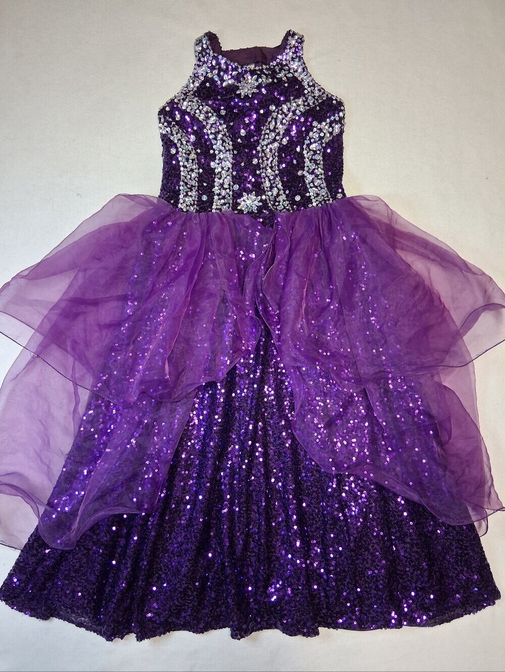 Custom Purple Sequin & Rhinestone Dance Costume Bodysuit | Solo Pageant Majorett